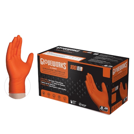Gloveworks RDT, Disposable Gloves, Nitrile, S, 1000 PK, Orange GWON42100